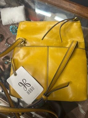 HOBO Yellow Leather Crossbody with Front Pocket